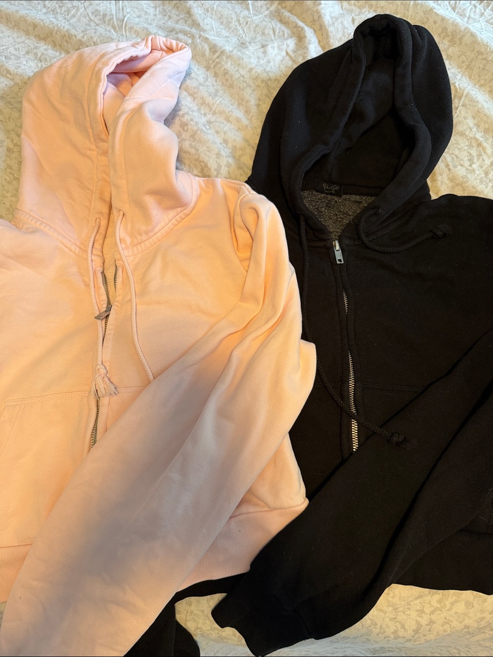 Brandy Melville Pink and Black Zip Hoodie Duo